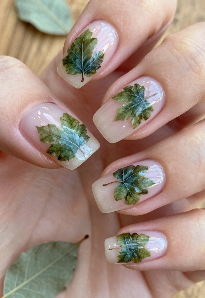 17 Fall Leaves Nail Art Ideas: Seasonal Nature Touch - 5. Fall Leaf Overlay 1