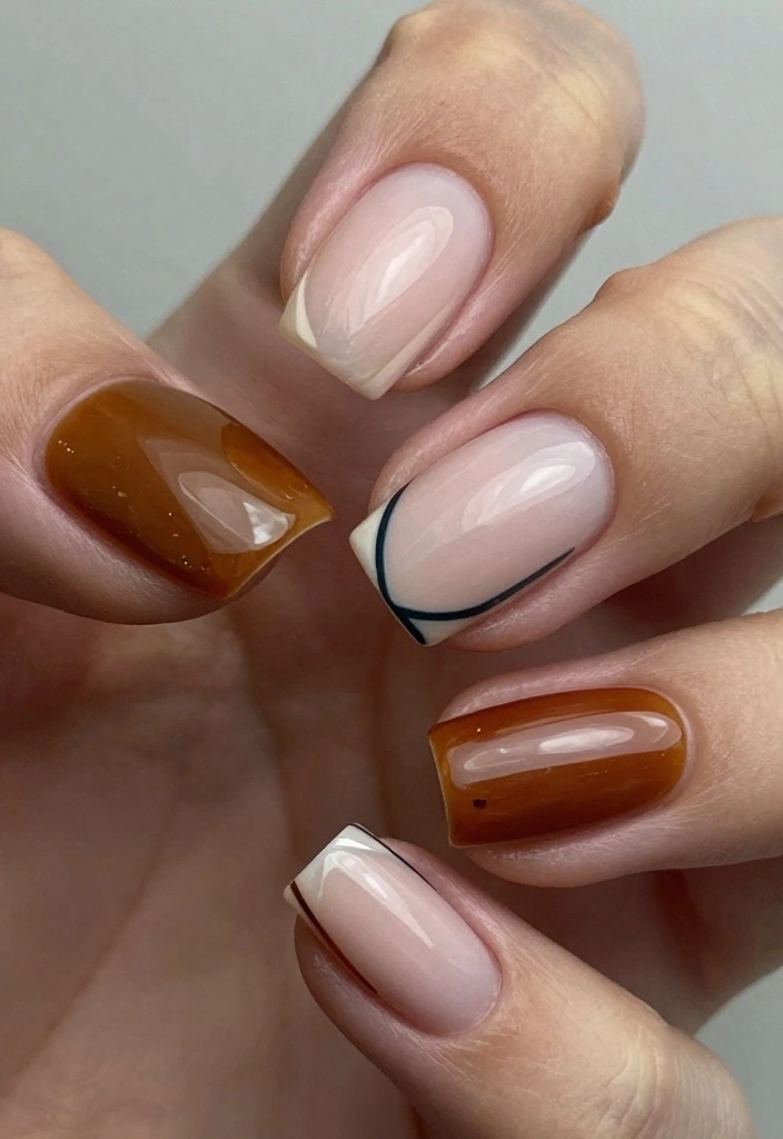 17 Fall Nail Designs Ideas: Creative Seasonal Style - 14. Chic Negative Space 1