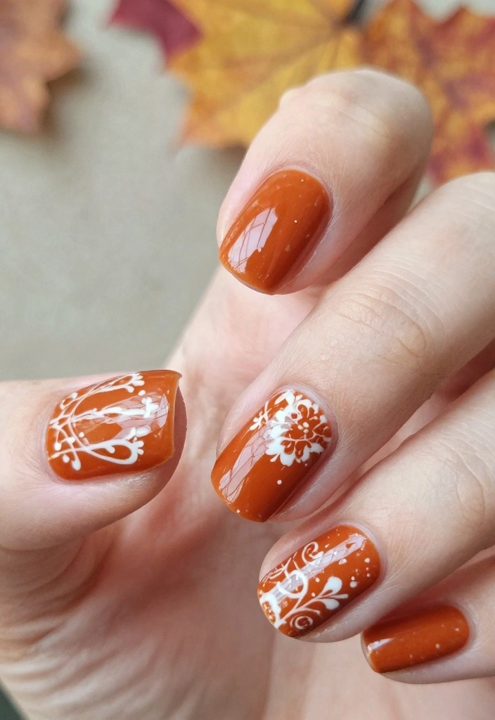 17 Fall Nail Designs Ideas: Creative Seasonal Style - 15. Vintage Burnt Orange 1