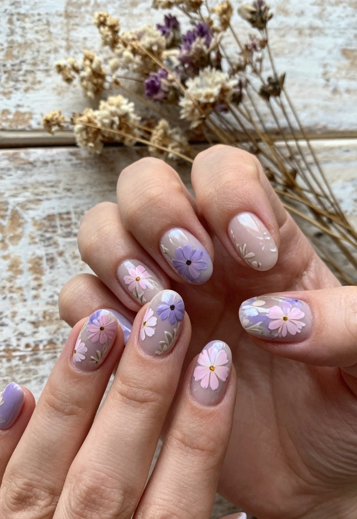17 Fall Nail Inspo 2025: Fresh Next Season Looks - 15. Wildflower Accents 1
