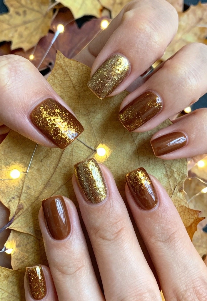18 Autumn Nails Ideas: Cozy Chic Seasonal Looks - 12. Seasonal Glitter Accents 1