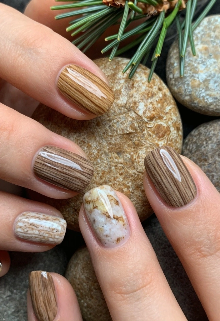 18 Autumn Nails Ideas: Cozy Chic Seasonal Looks - 15. Nature-Inspired Textures 1