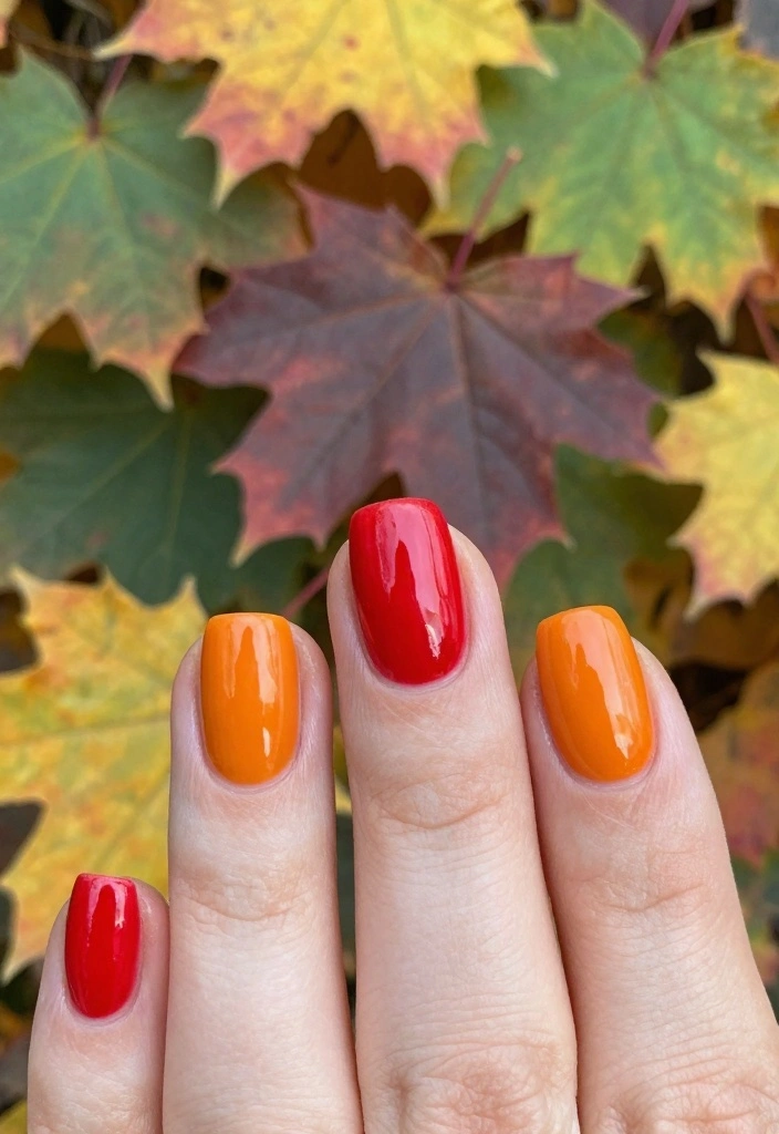 18 Autumn Nails Ideas: Cozy Chic Seasonal Looks - 16. Bold and Bright Colors 1