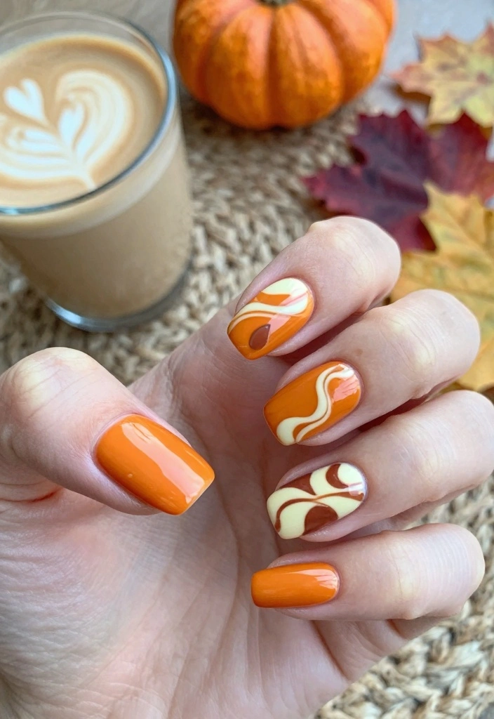 18 Autumn Nails Ideas: Cozy Chic Seasonal Looks - 4. Pumpkin Spice Delight 1