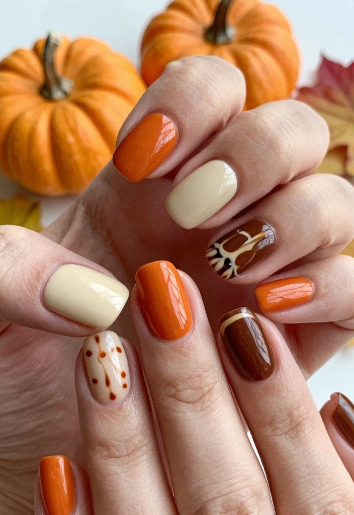 18 Autumn Nails Inspiration Ideas: Save-Worthy Minimalist Designs - 14. Pumpkin Spice Colors 1