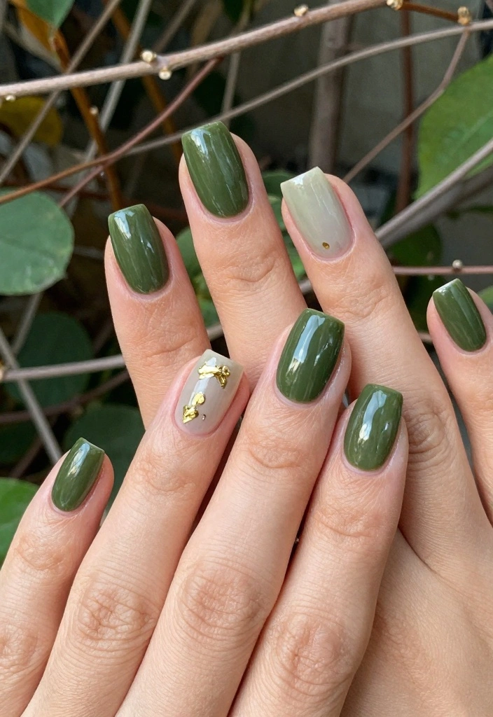 18 Autumn Nails Inspiration Ideas: Save-Worthy Minimalist Designs - 5. Earthy Olive Green 1
