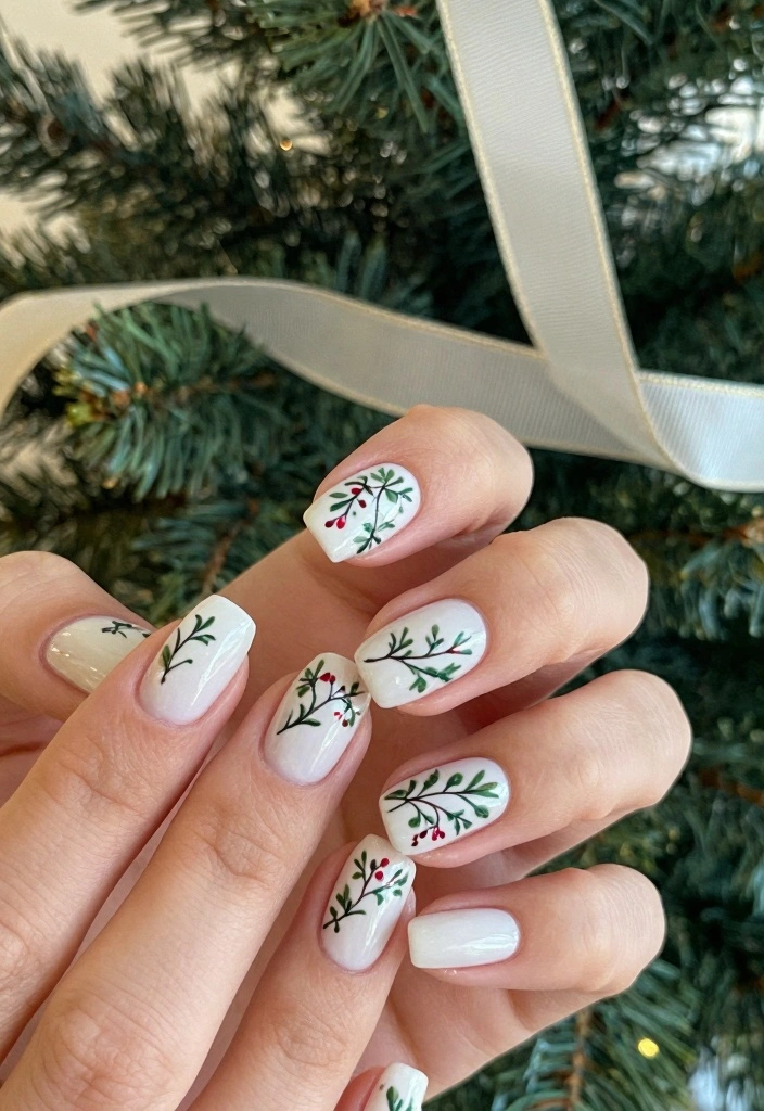 18 Christmas Nails Winter Ideas: Festive Cozy Sparkle - 10. Mistletoe Magic 1