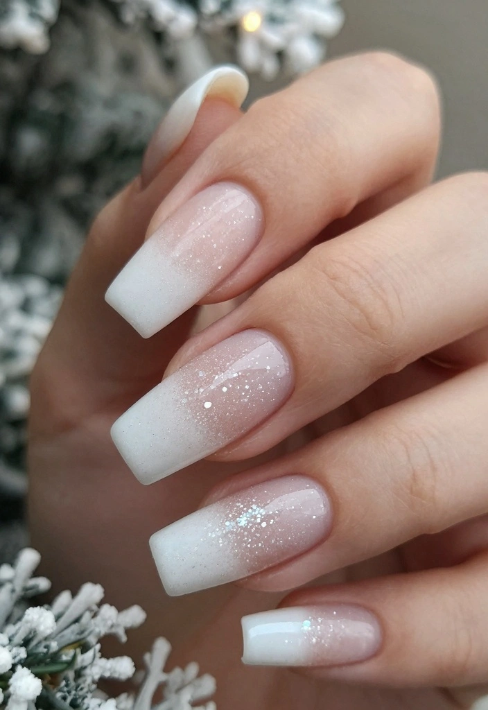 18 Christmas Nails Winter Ideas: Festive Cozy Sparkle - 17. Frosted Tips with Glitter 1
