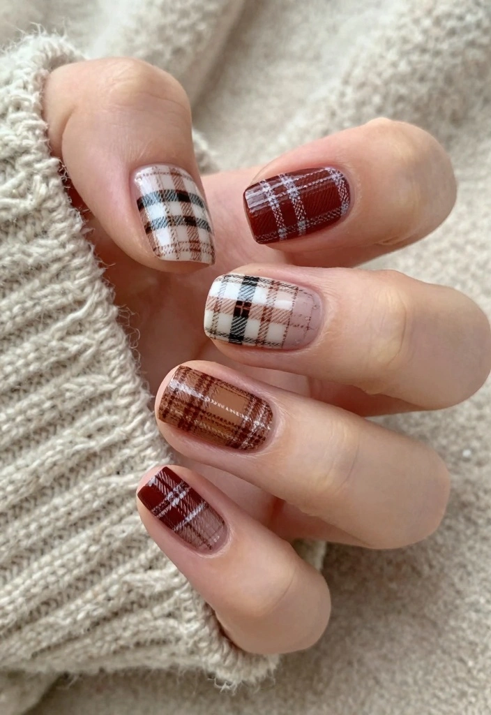 18 Christmas Nails Winter Ideas: Festive Cozy Sparkle - 18. Cozy Flannel 1
