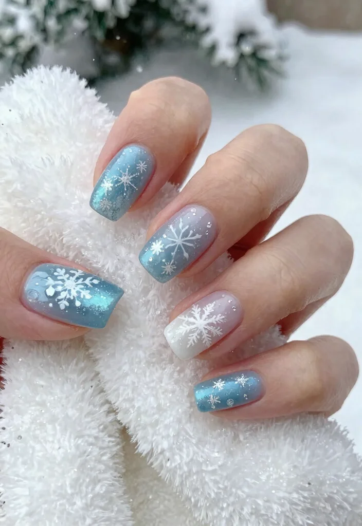 18 Christmas Nails Winter Ideas: Festive Cozy Sparkle - 2. Frozen Winter Wonderland 1