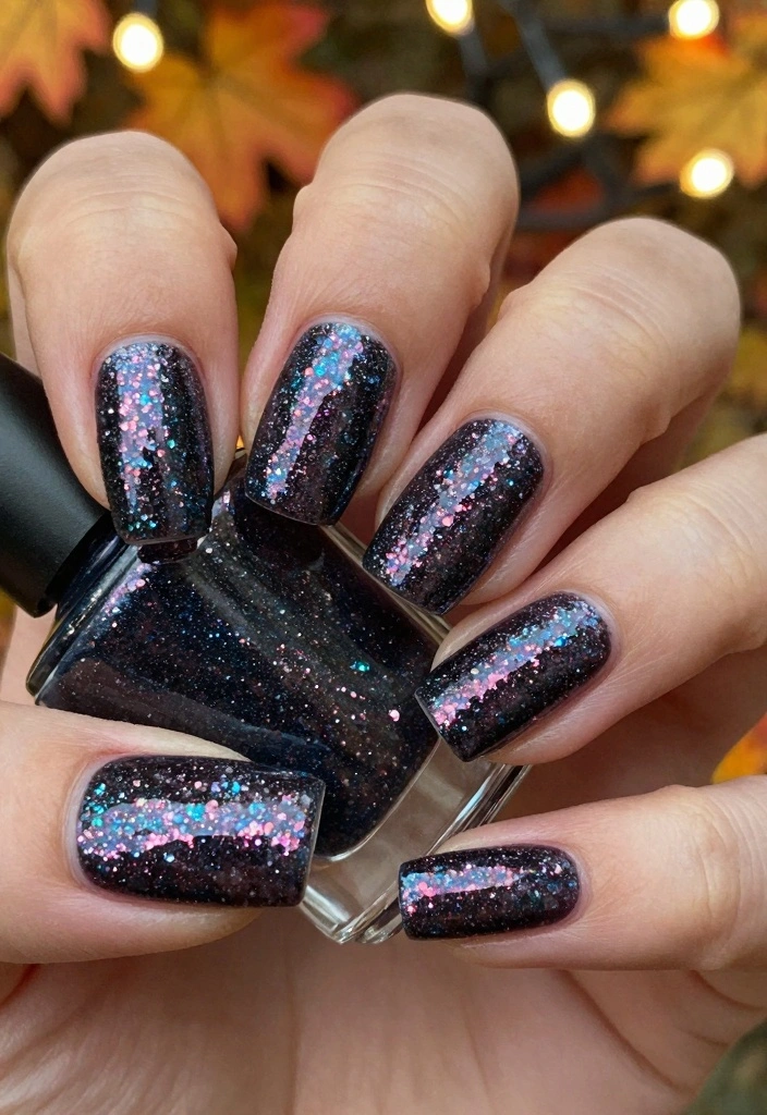 18 Dark Autumn Nails Ideas: Moody Elegant Tones - 12. Glitter Overlay 1
