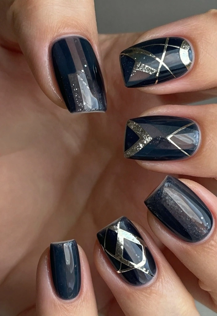 18 Dark Autumn Nails Ideas: Moody Elegant Tones - 15. Geometric Patterns 1