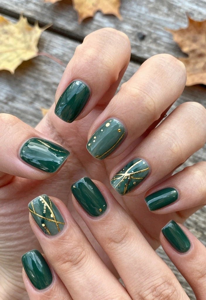 18 Dark Autumn Nails Ideas: Moody Elegant Tones - 2. Deep Forest Green 1