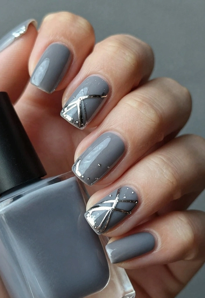 18 Dark Autumn Nails Ideas: Moody Elegant Tones - 7. Smoky Gray 1