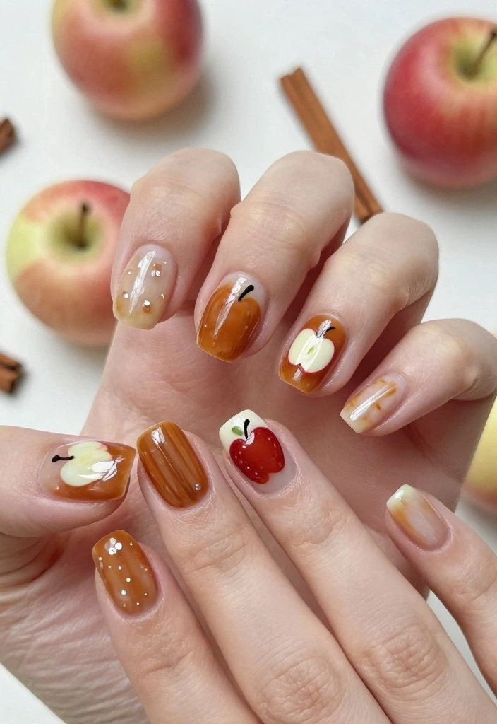 18 Fall Acrylic Nail Designs Ideas Bold Seasonal Glam - 17. Sweet Apple Cider 1