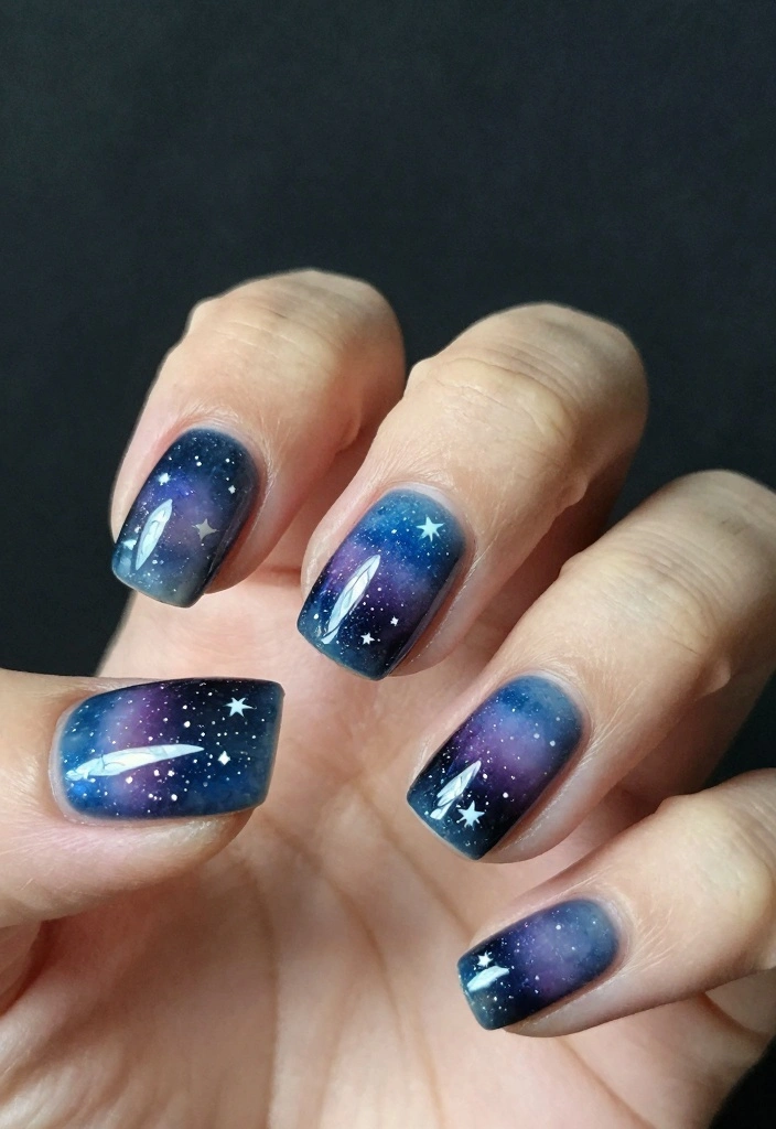 18 Fall Acrylic Nail Designs Ideas Bold Seasonal Glam - 18. Evening Twilight Starlit 1
