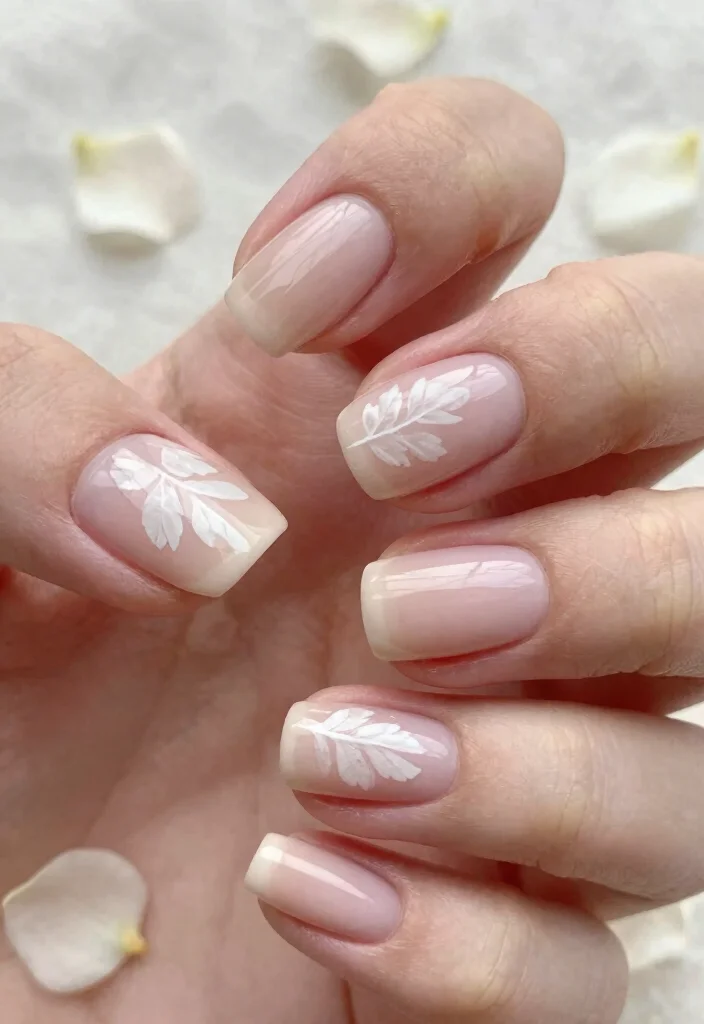 18 Fall Acrylic Nail Designs Ideas Bold Seasonal Glam - 7. Minimalist Leaf Imprints 1