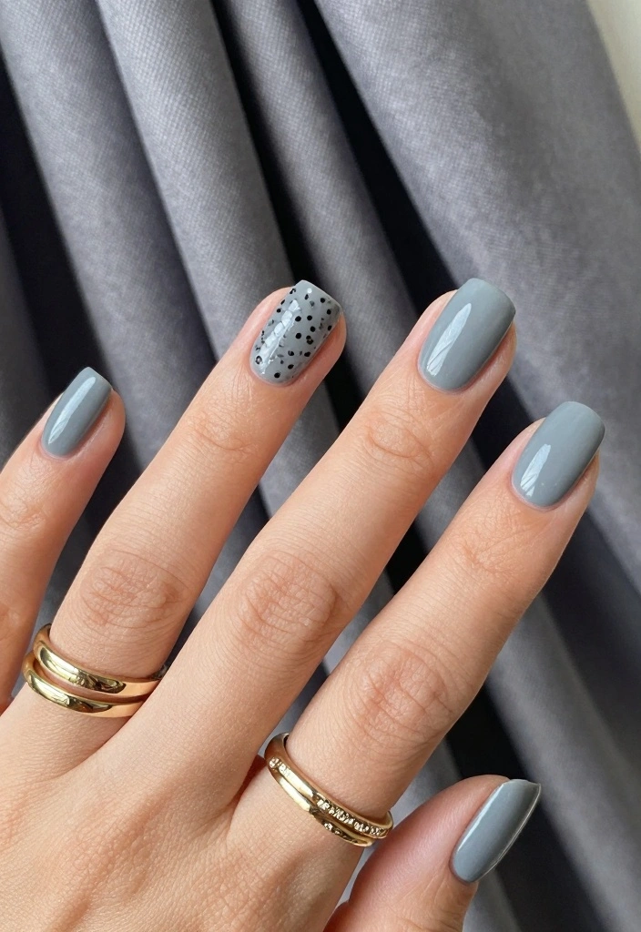 18 Fall Nail Colors Ideas for a Warm Trendy Palette - 13. Slate Gray 1