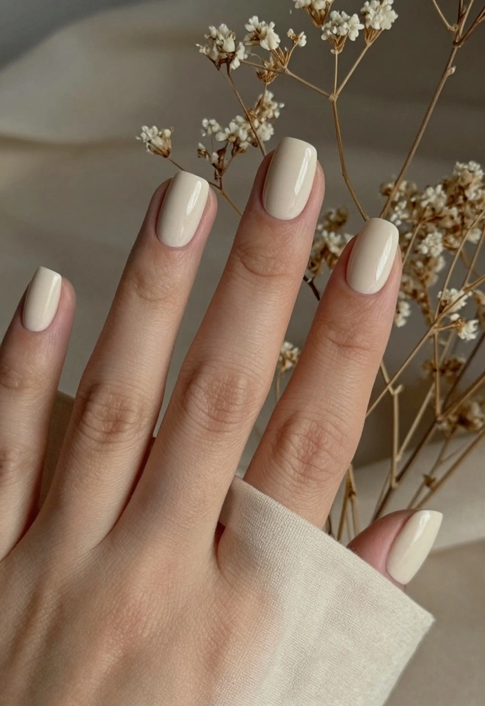 18 Fall Nail Colors Ideas for a Warm Trendy Palette - 16. Soft Ivory 1