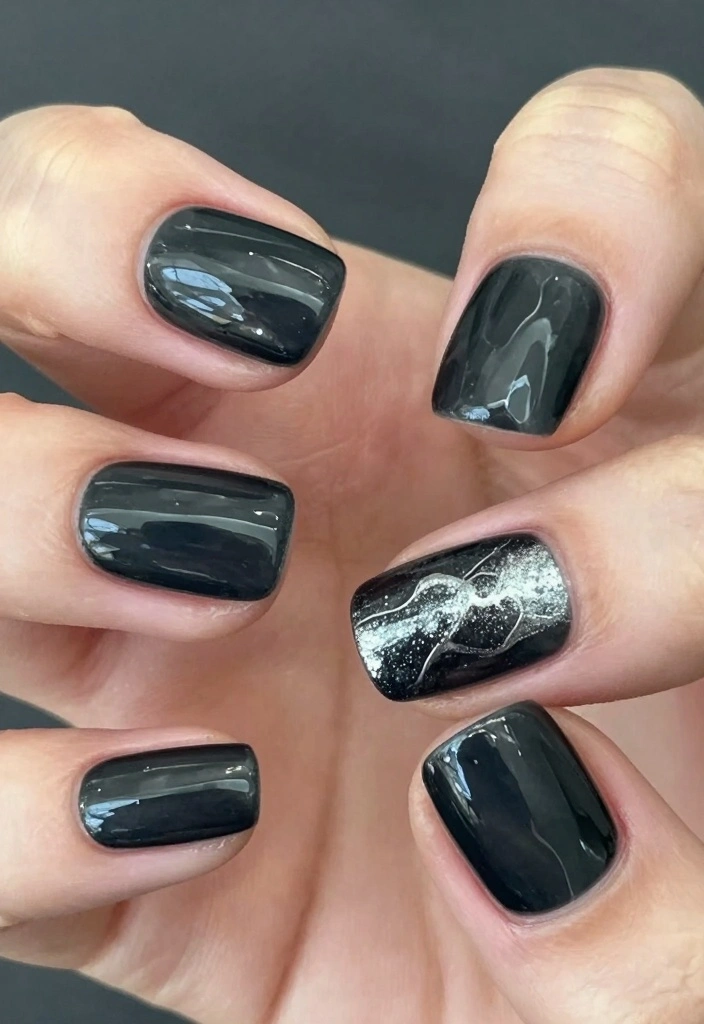 18 Fall Nail Colors Ideas for a Warm Trendy Palette - 18. Charcoal Black 1