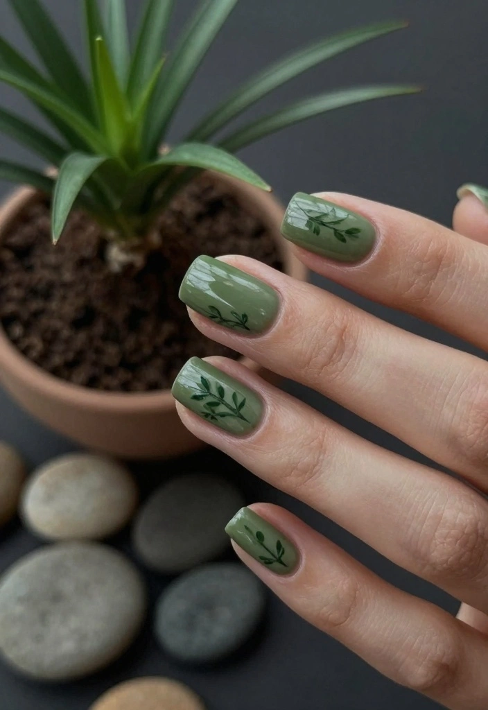 18 Fall Nail Colors Ideas for a Warm Trendy Palette - 6. Olive Green 1