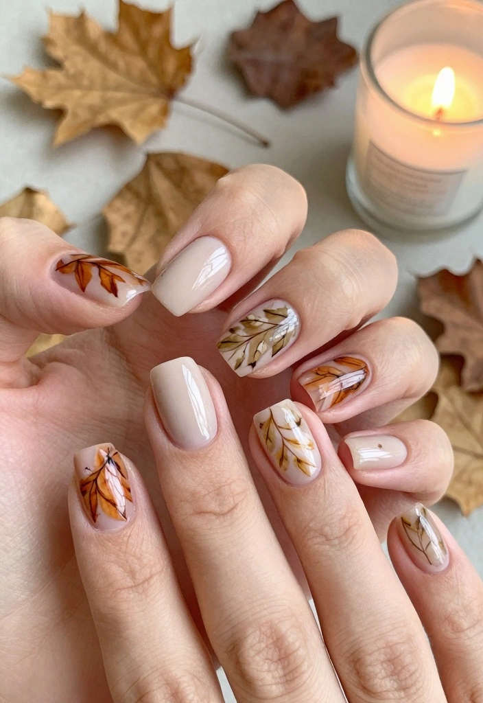 18 Fall Nail Inspo Ideas Trending Now - 4. Leafy Elegance 1
