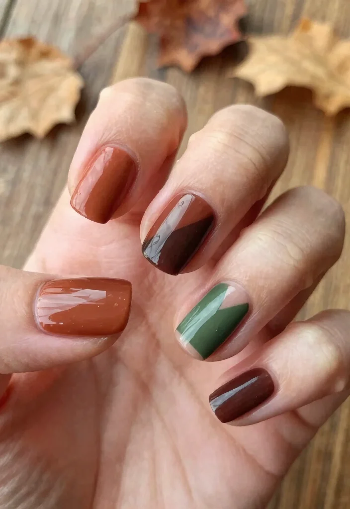 18 Fall Nail Inspo Ideas Trending Now - 7. Earthy Geometric 1