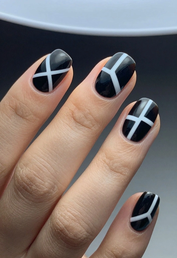 18 Goth Nails Ideas: Dark Edgy Aesthetic - 14. Gothic Geometric Patterns 1
