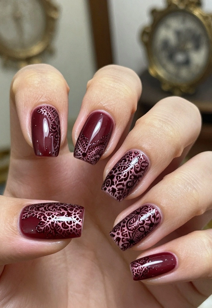 18 Goth Nails Ideas: Dark Edgy Aesthetic - 15. Vintage Gothic Style 1