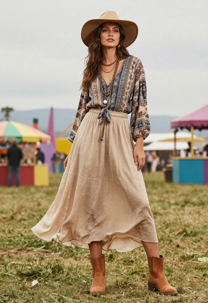 15 Camel Boots Outfit Ideas With Warm Neutral Style - 10. Bohemian Flair 1