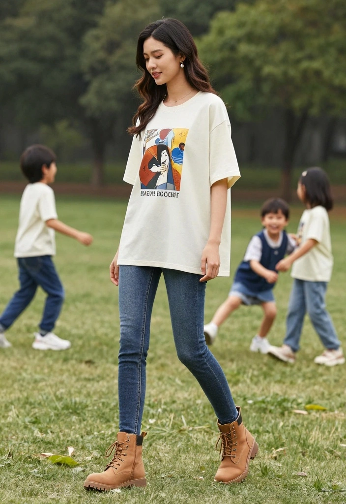 15 Camel Boots Outfit Ideas With Warm Neutral Style - 14. Casual Family Outing 1