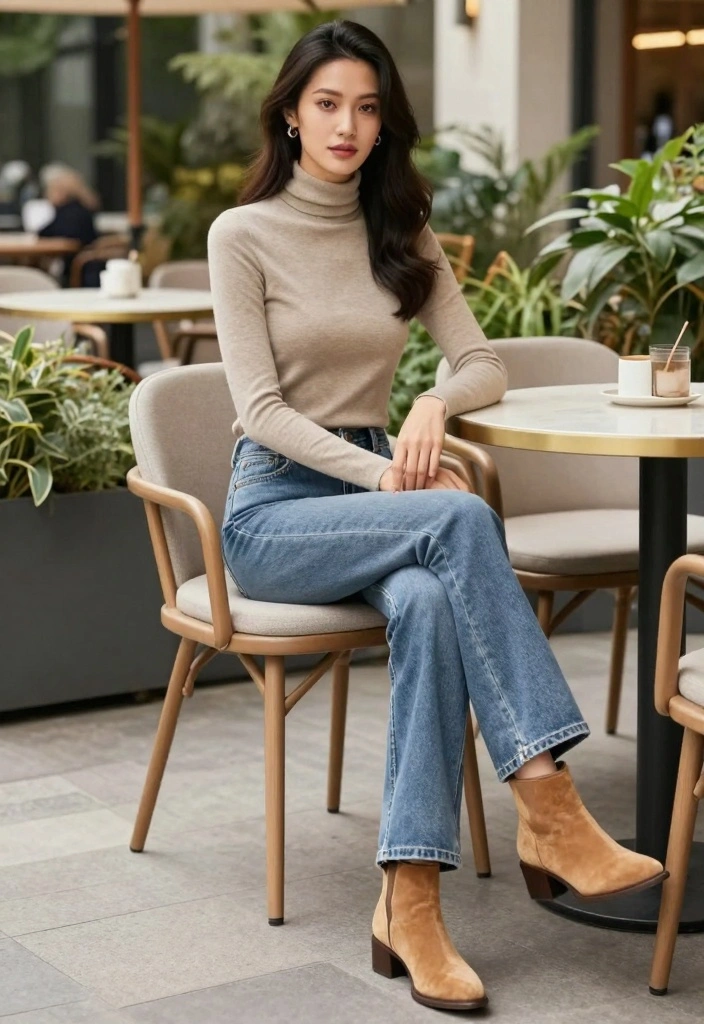 15 Camel Boots Outfit Ideas With Warm Neutral Style - 7. Classic Denim Ensemble 1