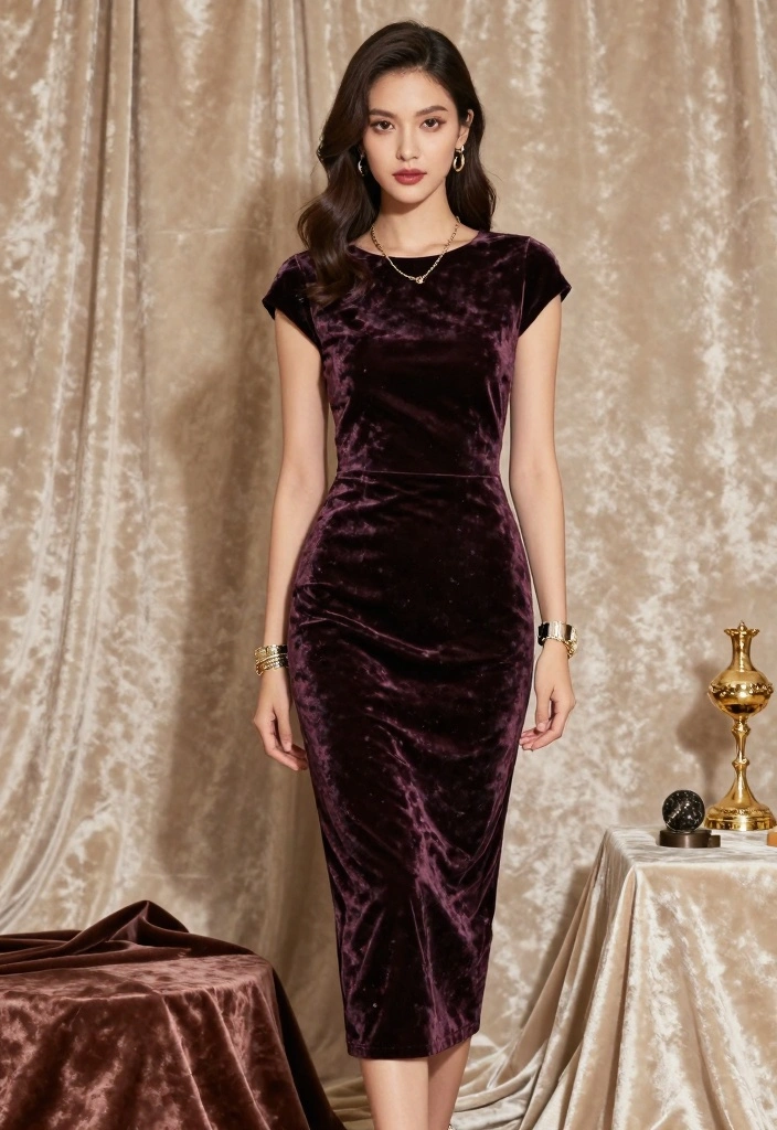 15 Classy Pencil Dress Outfit Ideas For Elegant Occasions - 11. Luxe Velvet Looks 1