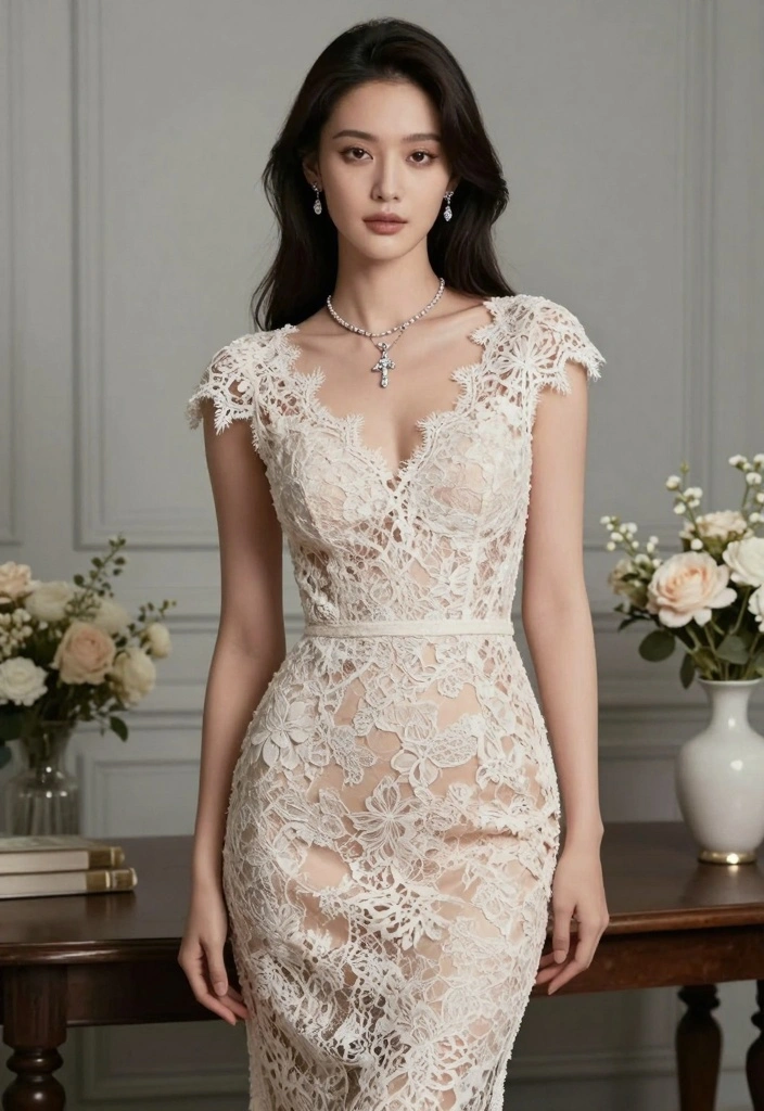 15 Classy Pencil Dress Outfit Ideas For Elegant Occasions - 12. Vintage Lace Details 1