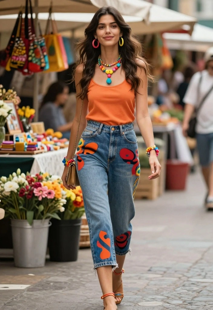 15 Culotte Jeans Outfit Ideas For Modern Women - 12. Playful Prints and Patterns 1