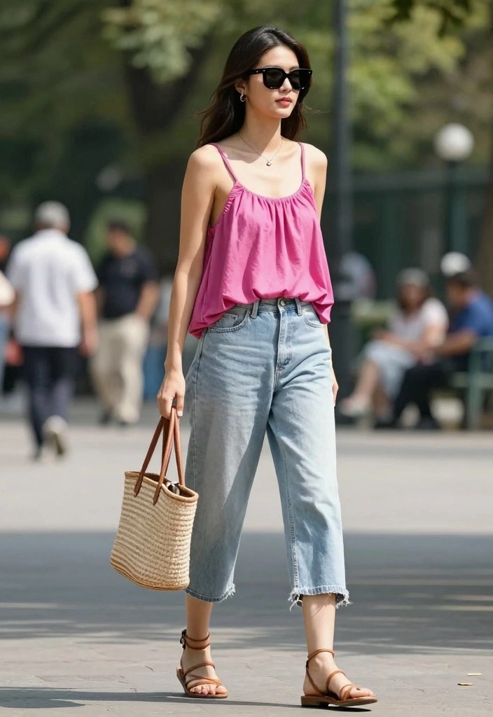 15 Culotte Jeans Outfit Ideas For Modern Women - 3. Effortless Summer Look 1