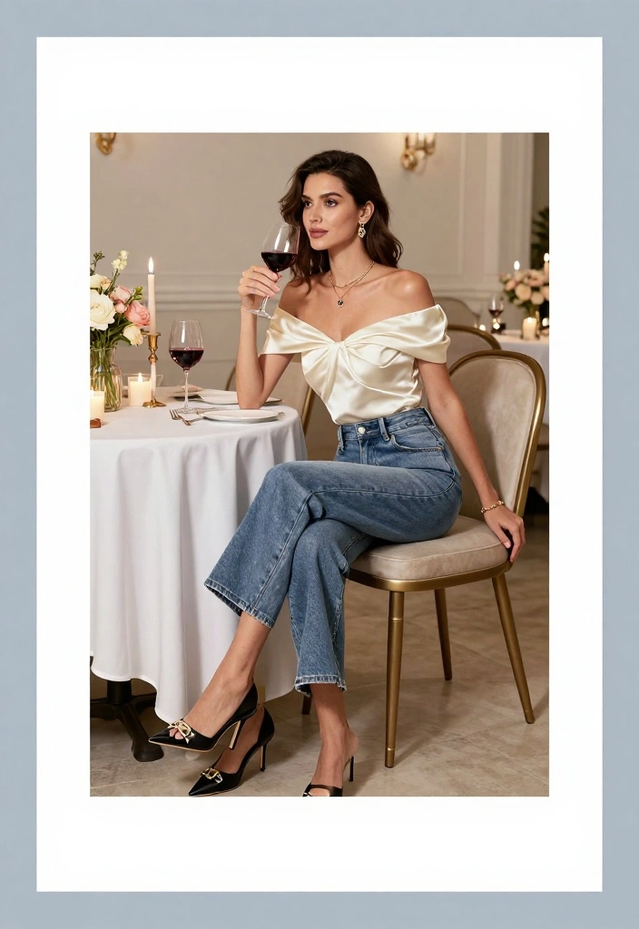 15 Culotte Jeans Outfit Ideas For Modern Women - 4. Date Night Elegance 1