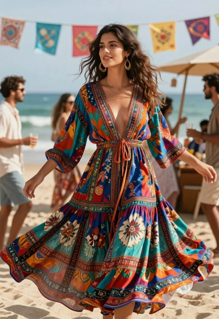 15 Happy Dress To Impress Outfit Ideas With Bright Energy - 15. Colorful Bohemian Styles 1
