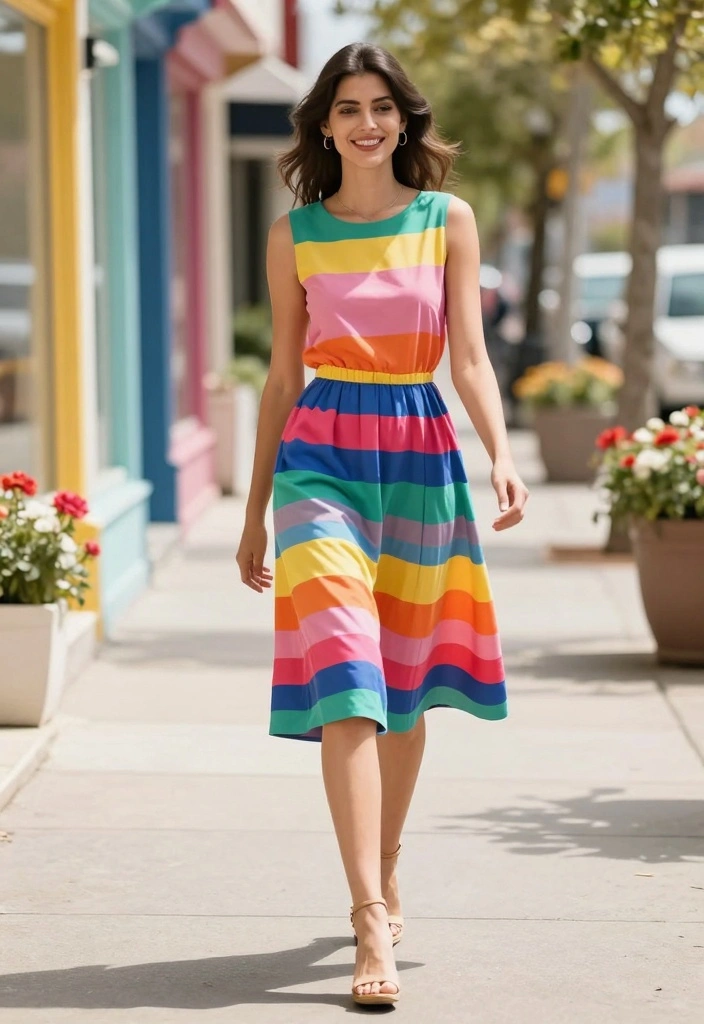 15 Happy Dress To Impress Outfit Ideas With Bright Energy - 9. Bright Stripes 1