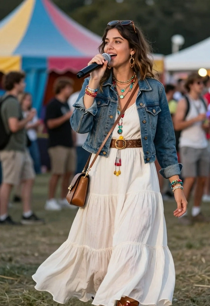 15 Jean Jacket Outfit Ideas For Easy Everyday Outfits - 9. Festival Fun with Layers 1
