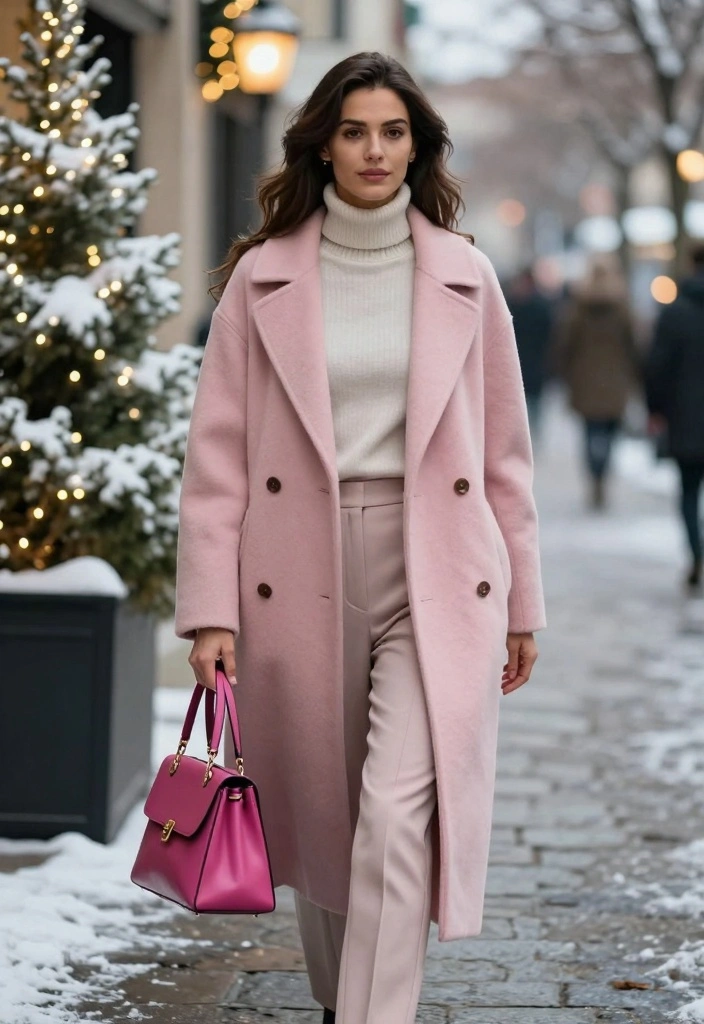15 Pink Winter Outfit Ideas With Soft Feminine Vibes - 3. Soft Pink Wool Coat 1