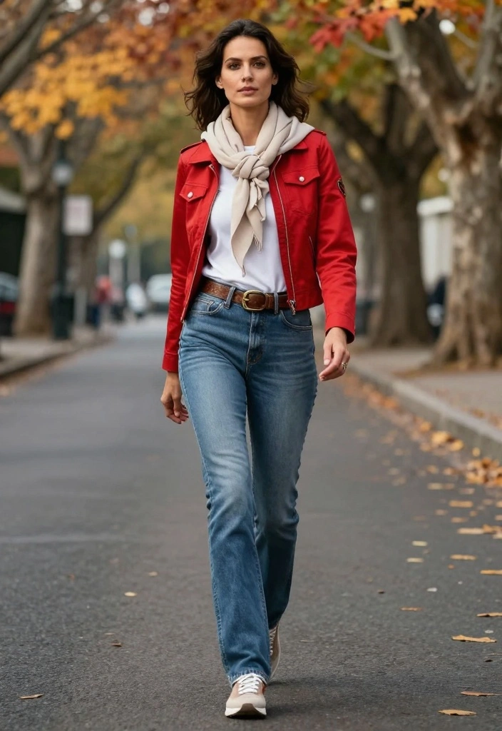 15 Red Jacket Outfit Ideas That Instantly Stand Out - 1. Classic Denim Duo 1