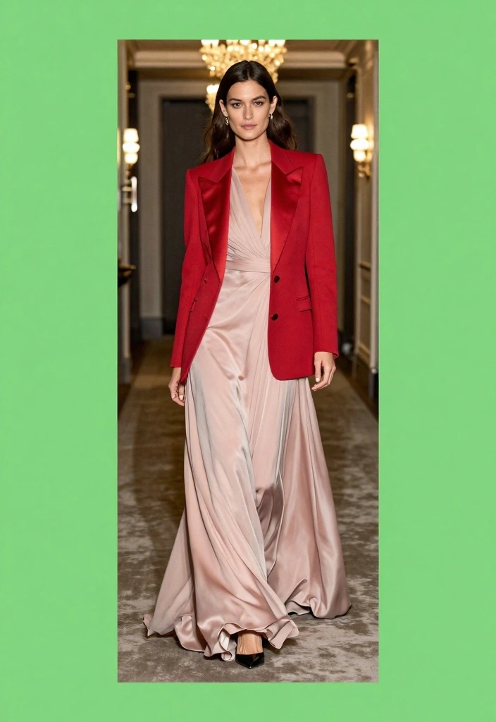 15 Red Jacket Outfit Ideas That Instantly Stand Out - 11. Elegant Evening Gown 1