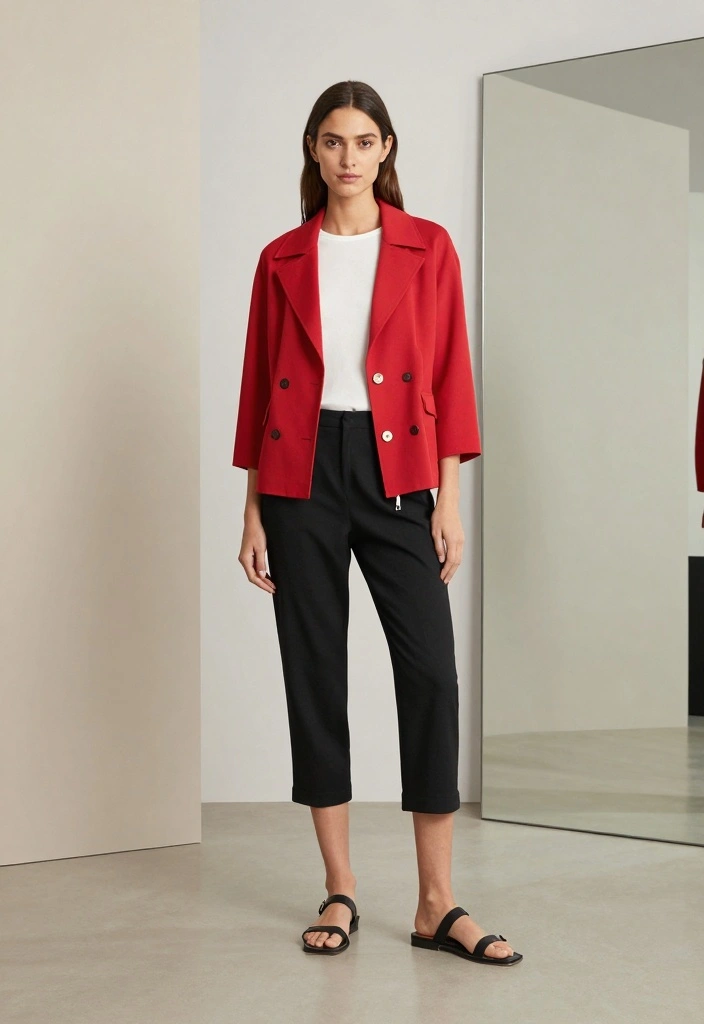 15 Red Jacket Outfit Ideas That Instantly Stand Out - 15. Minimalist Chic 1