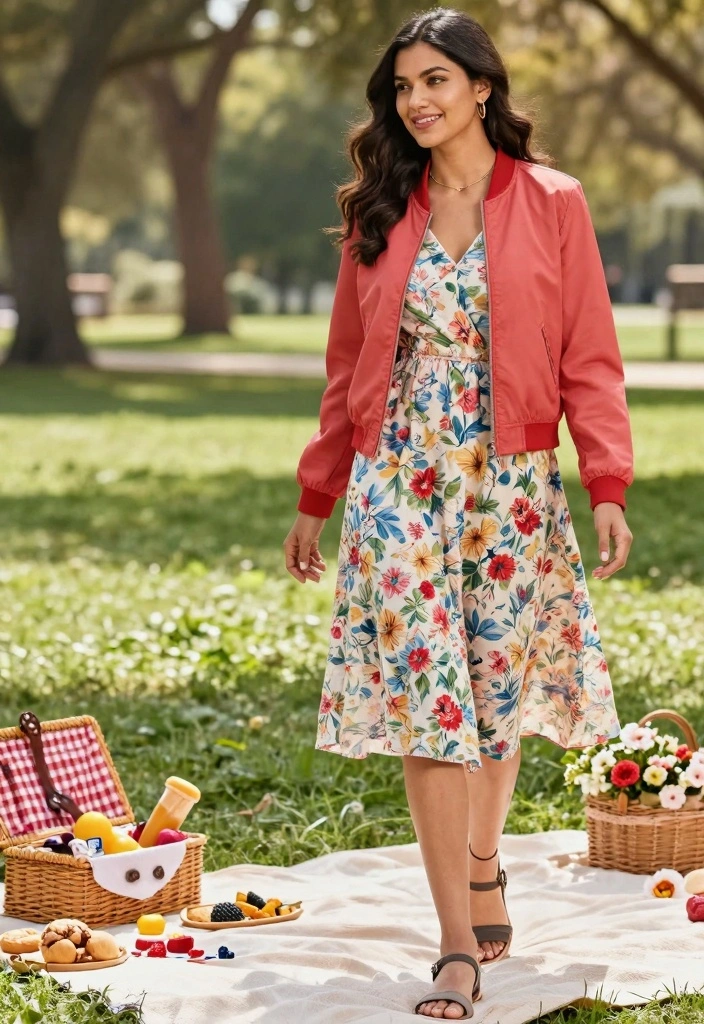 15 Red Jacket Outfit Ideas That Instantly Stand Out - 9. Playful Prints 1