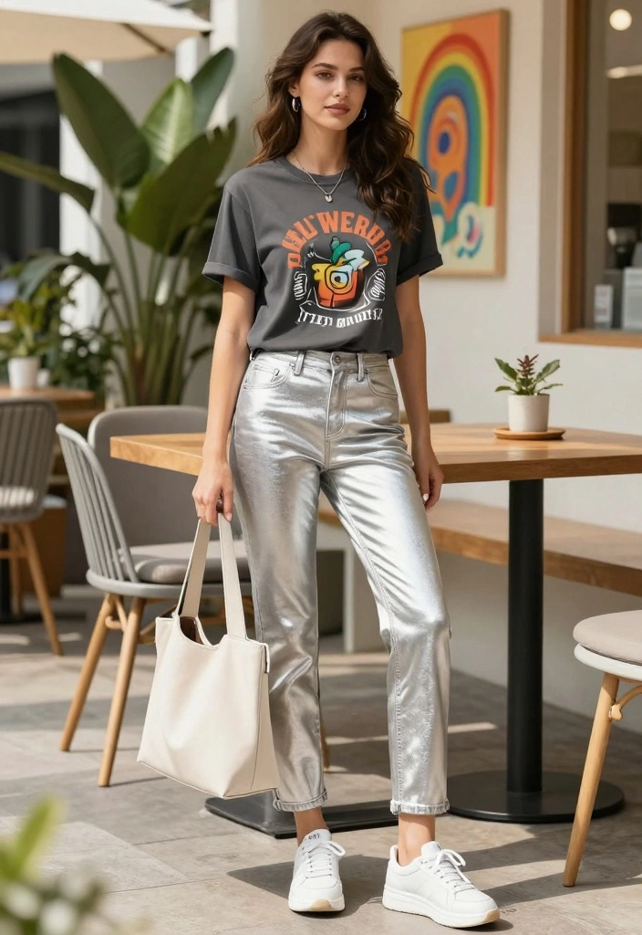 15 Silver Jeans Outfit Ideas That Make A Statement - 1. Casual Chic with a Graphic Tee 1