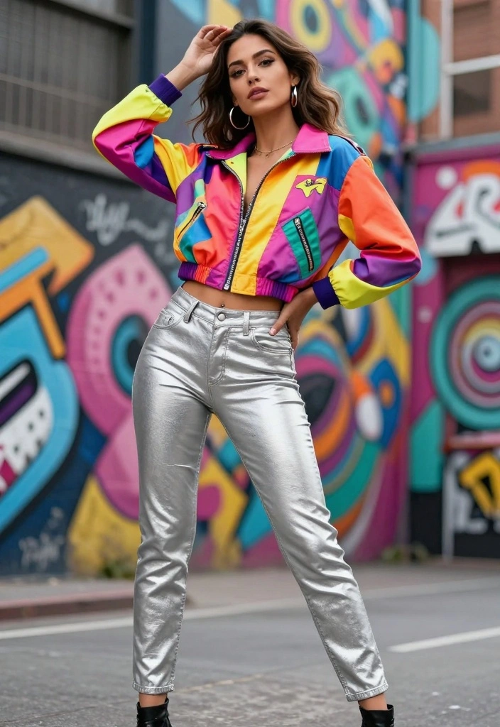 15 Silver Jeans Outfit Ideas That Make A Statement - 13. Bold and Bright with a Colorful Jacket 1