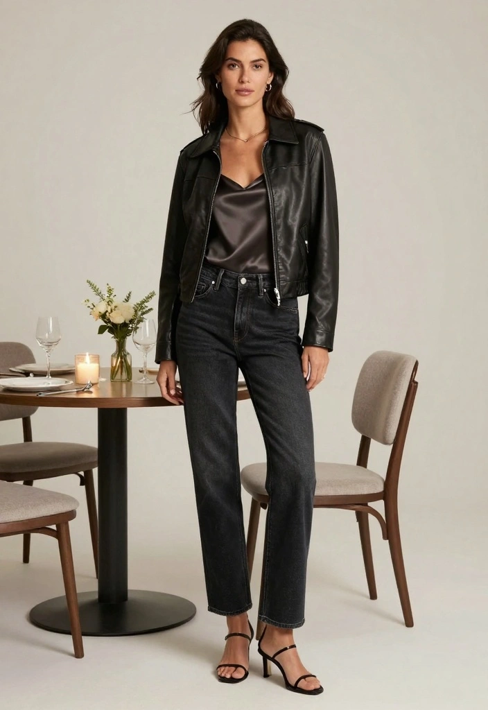 15 Straight Leg Jeans Outfit Ideas With Clean Silhouette - 4. Date Night Glam 1