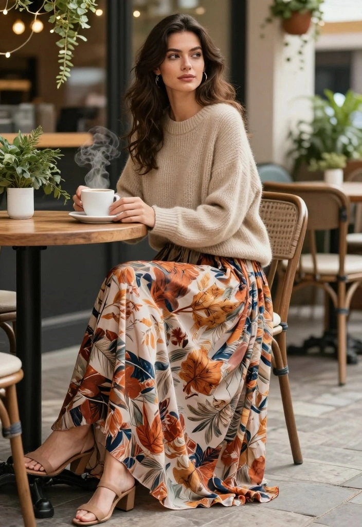15 Sweater Over Dress Outfit Ideas For Cozy Layered Looks - 1. Chunky Knit with a Maxi Dress 1
