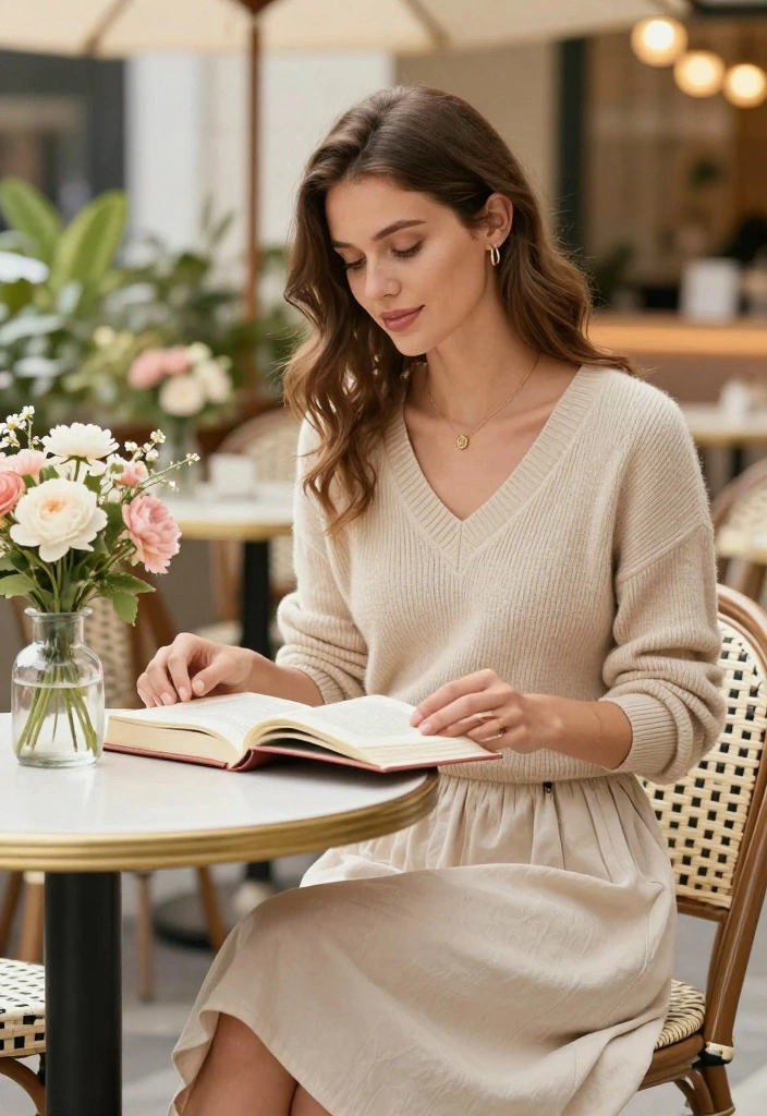 15 Sweater Over Dress Outfit Ideas For Cozy Layered Looks - 11. Layered V-Neck Sweater with a Casual Dress 1